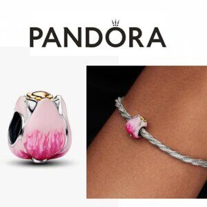 NEW Pink Tulip Flower Charm for Bracelet or Chain